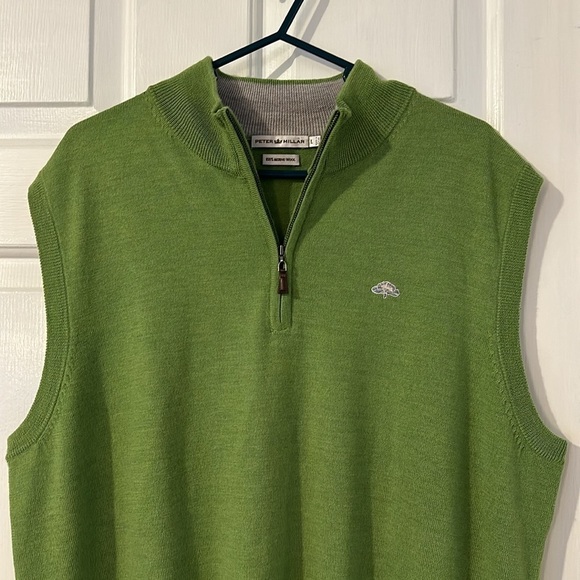 Men’s Peter Millar 100% Merino Wool Green Golf Vest Size Large - Picture 2 of 9